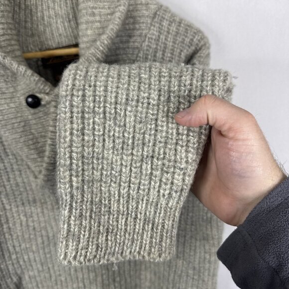 Eddie Bauer Wool Blend Shawl Collar Sweater Gray Button Neck Men’s Small - Picture 2 of 5